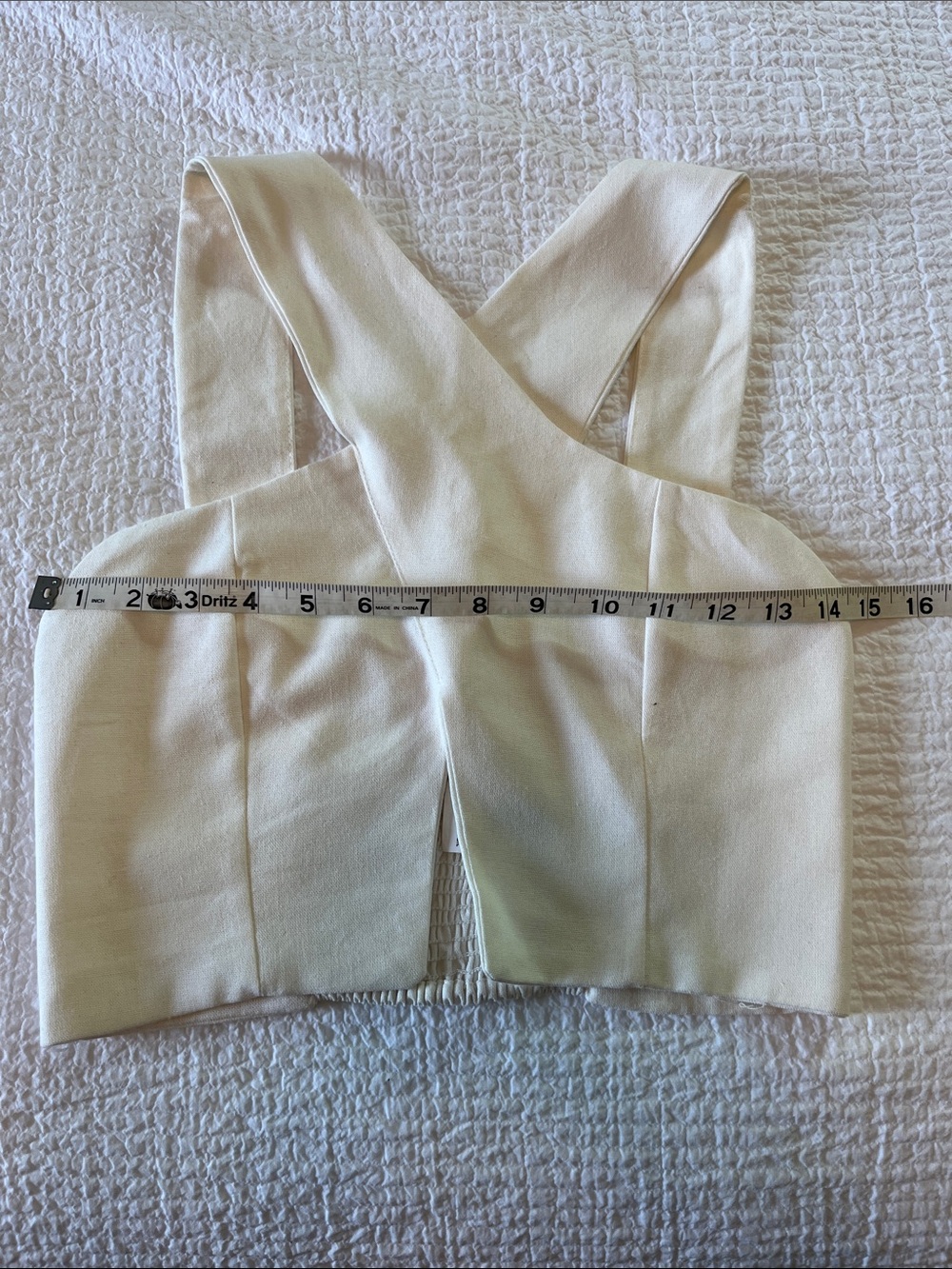 FARM Rio Cream Cross-Back Crop Top XS/PP - Picture 3 of 5